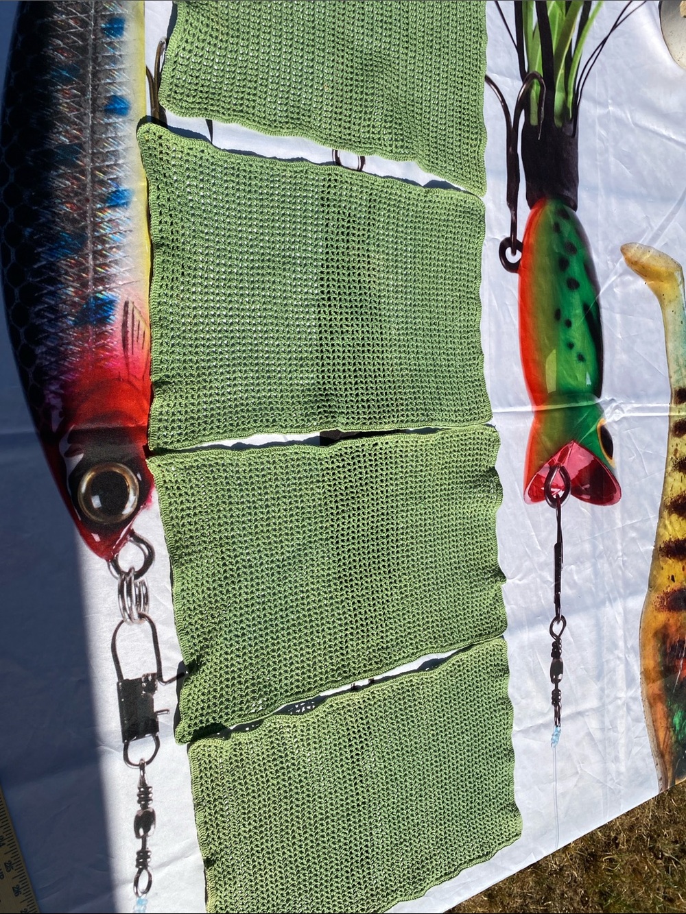 Vintage Set of 4 Green Crochet Placemats